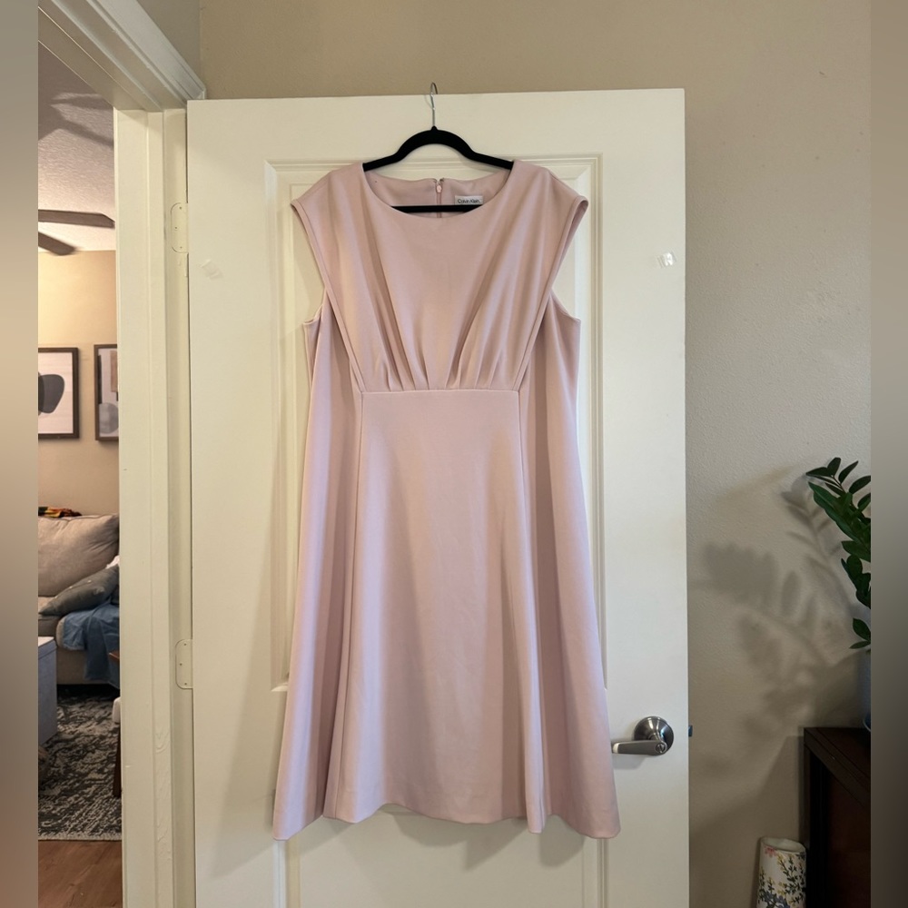 Blush peony pink a-line Calvin Klein dress
